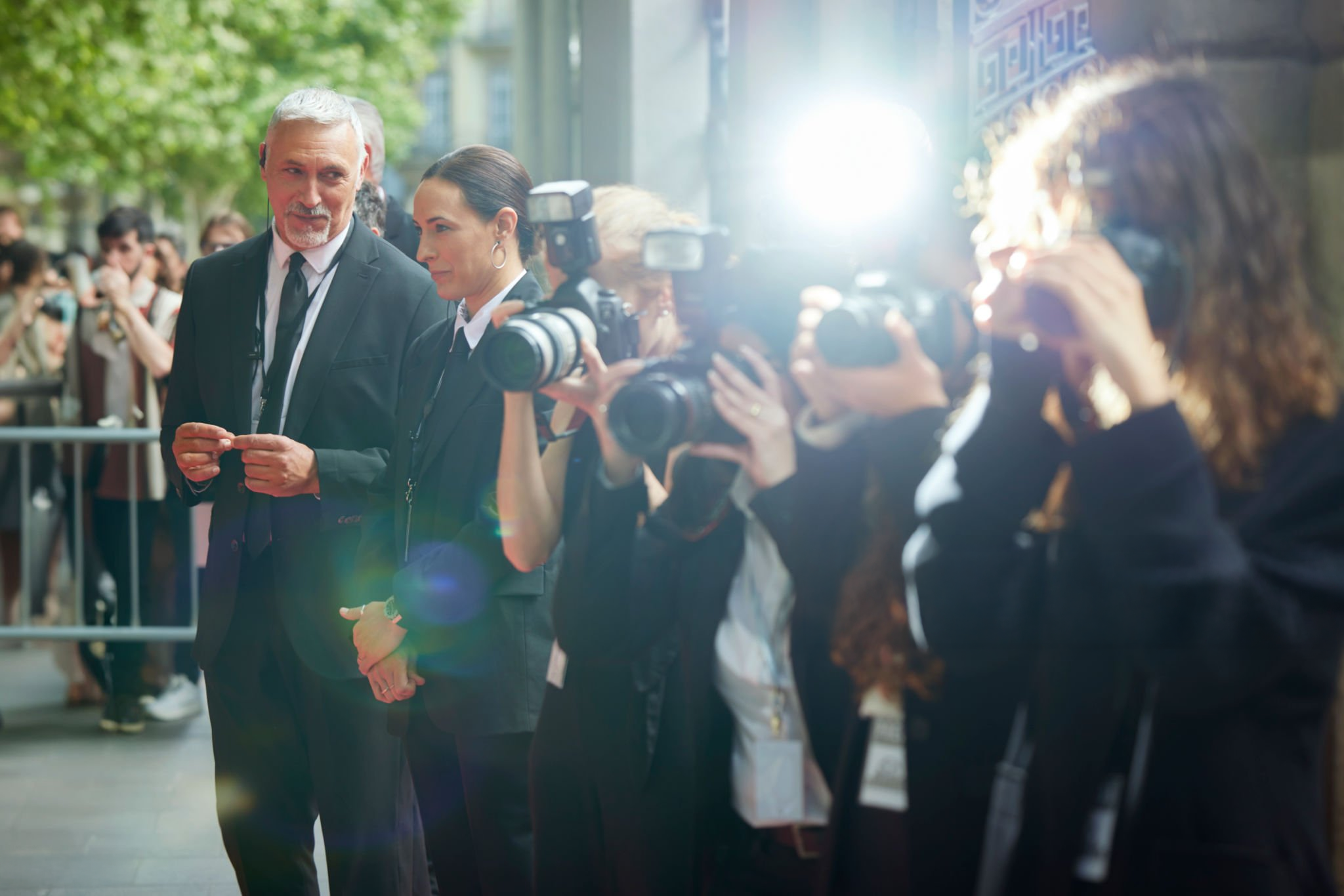 VIP client with close protection during public event